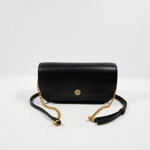 Tory Burch Robinson Wallet on a Chain - Black